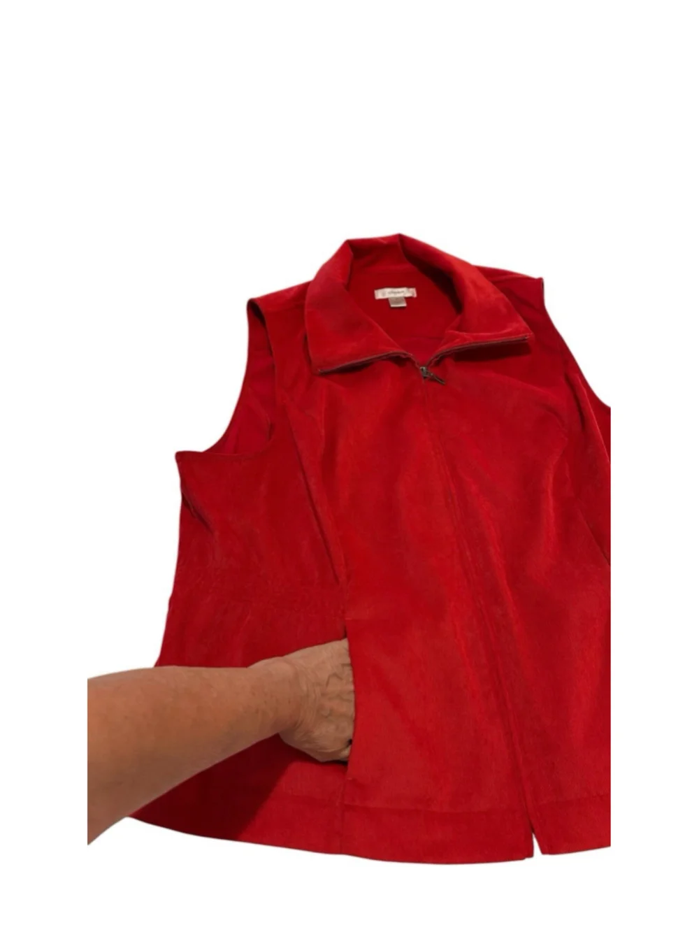 CJ Christopher Banks Corduroy Vest Womens 2X RED Lightweight High Neck Zipper